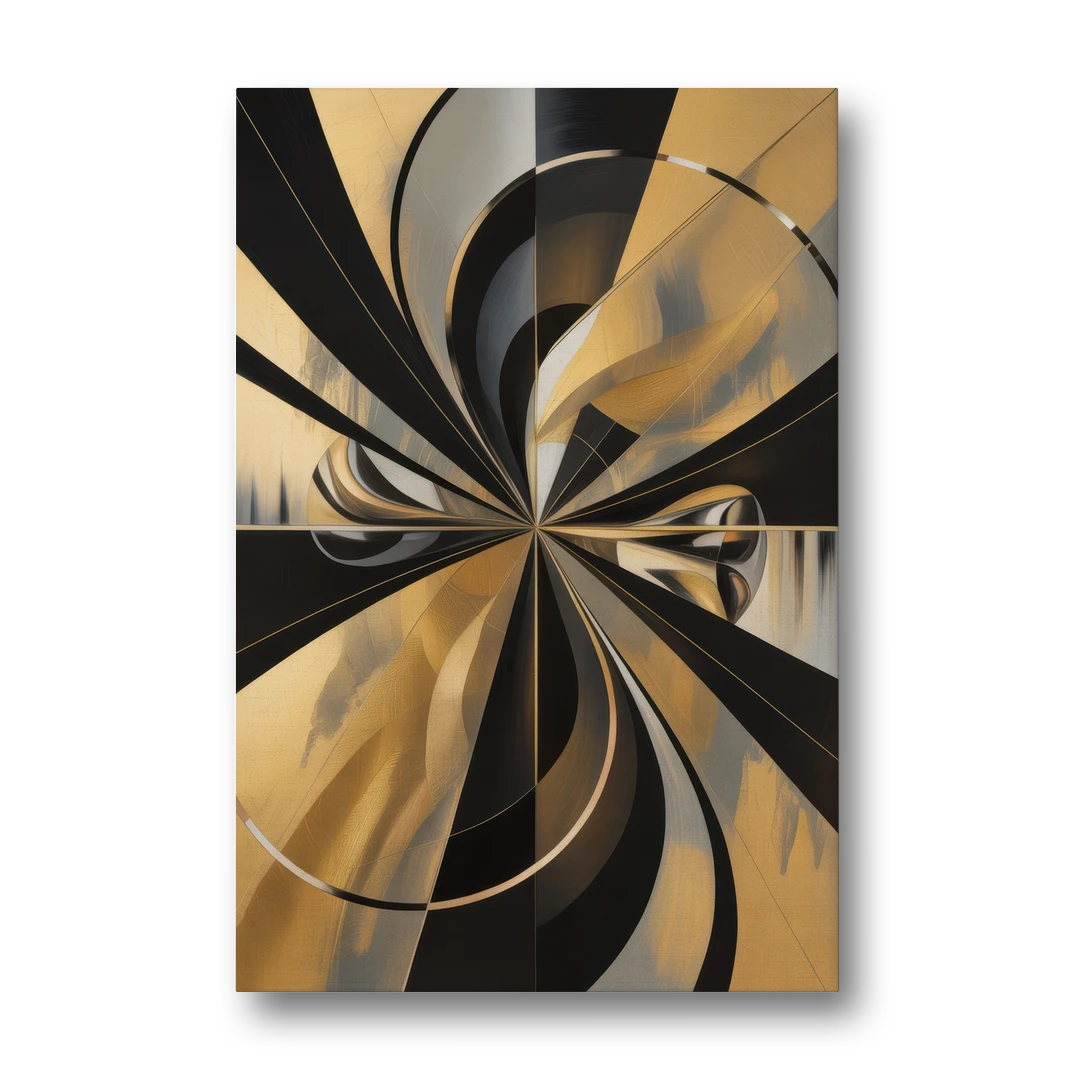 Elegant Geometric Black and Gold Abstract - Canvas Wall Art - Front
