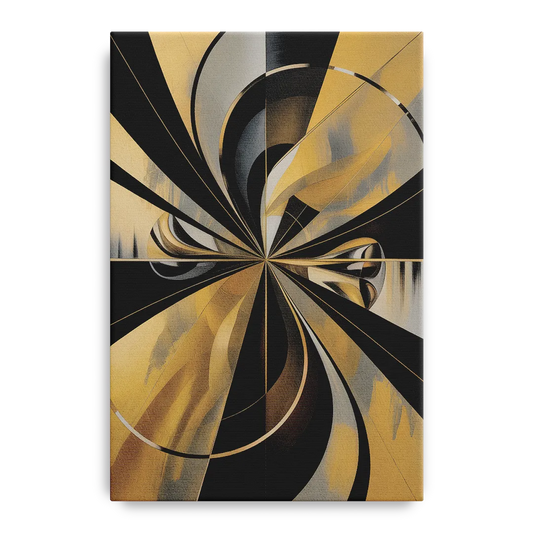 Elegant Geometric Black and Gold Abstract - Canvas Wall Art