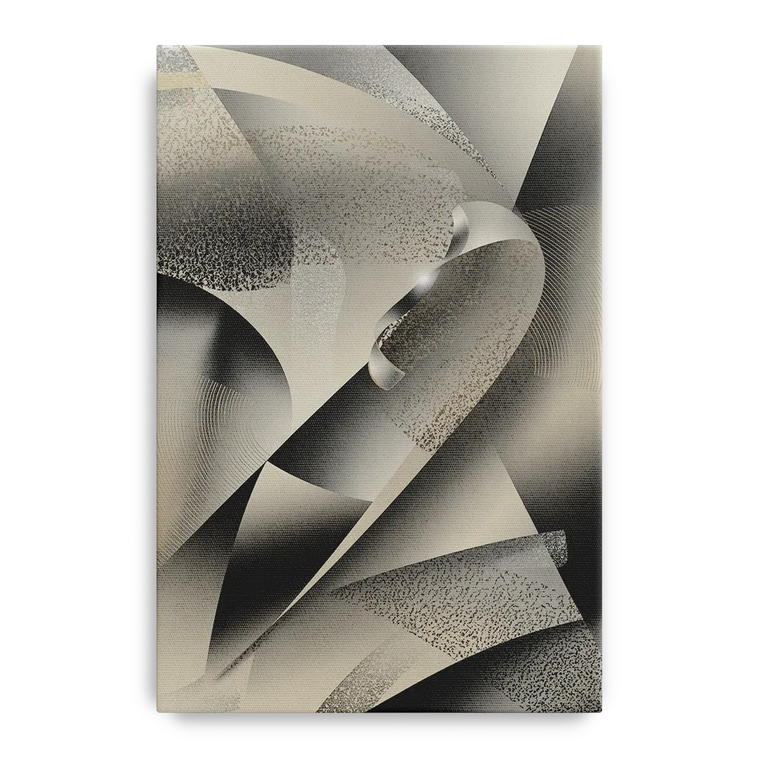 Elegant Geometric Flow Grey and Silver Abstract - Canvas Wall Art