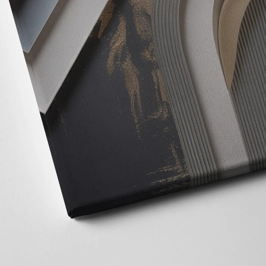 Elegant Geometric Grey and Silver Abstract Canvas Close Up