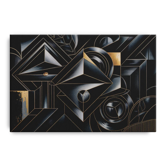 Elegant Geometric Harmony Black Abstract - Canvas Wall Art