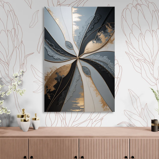 Elegant Geometric Harmony Grey Abstract Living Room - Canvas Wall Art