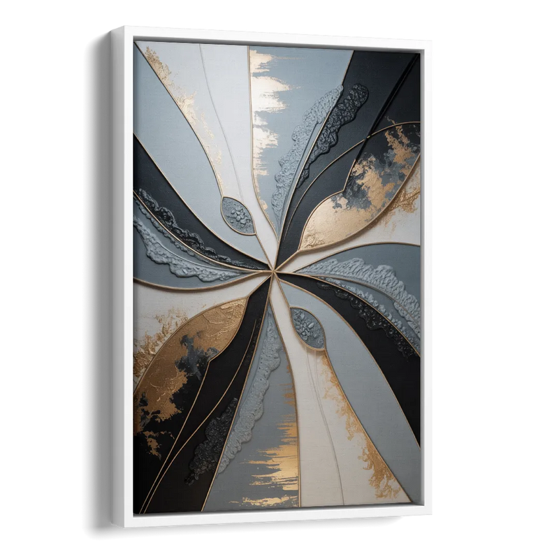 Elegant Geometric Harmony Grey Abstract Side - White Canvas Wall Art