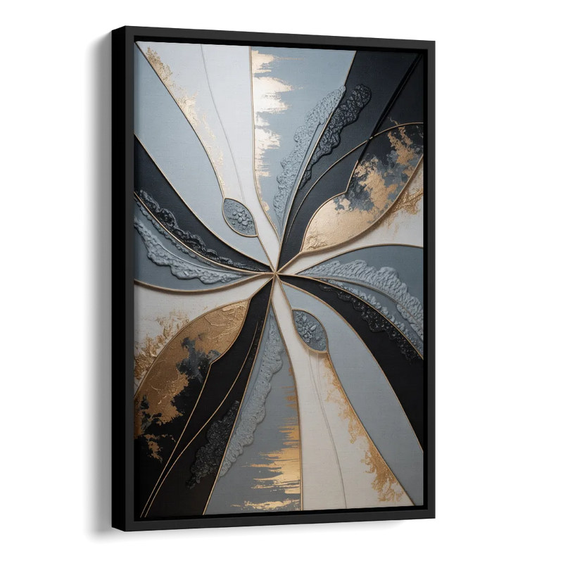 Elegant Geometric Harmony Grey Abstract Side - Black Canvas Wall Art