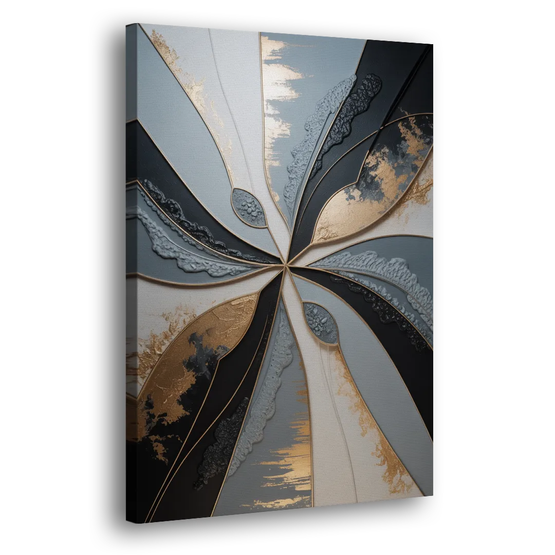 Elegant Geometric Harmony Grey Abstract Side - Canvas Wall Art