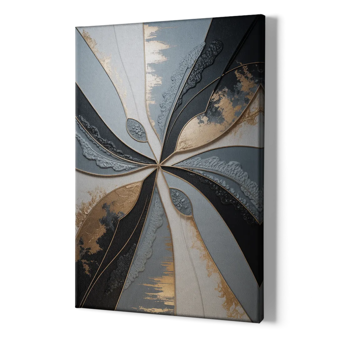 Elegant Geometric Harmony Grey Abstract - Canvas Print Art Sides