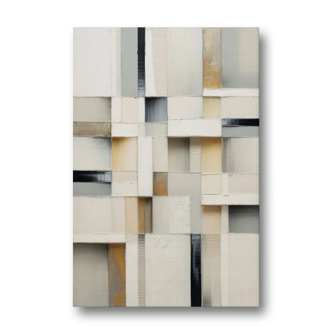 Elegant Geometric Intersections White Abstract - Canvas Wall Art - Front