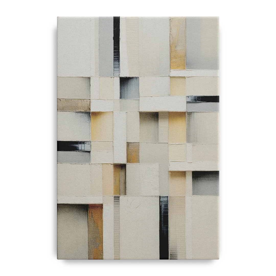 Elegant Geometric Intersections White Abstract - Canvas Wall Art