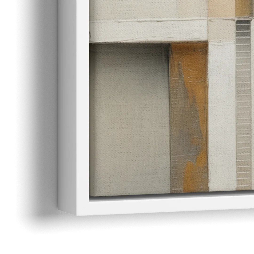 Elegant Geometric Intersections White Abstract - Close-Up White Frame Canvas
