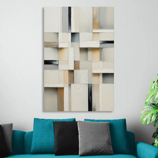 Elegant Geometric Intersections White Abstract Living Room - Canvas Wall Art