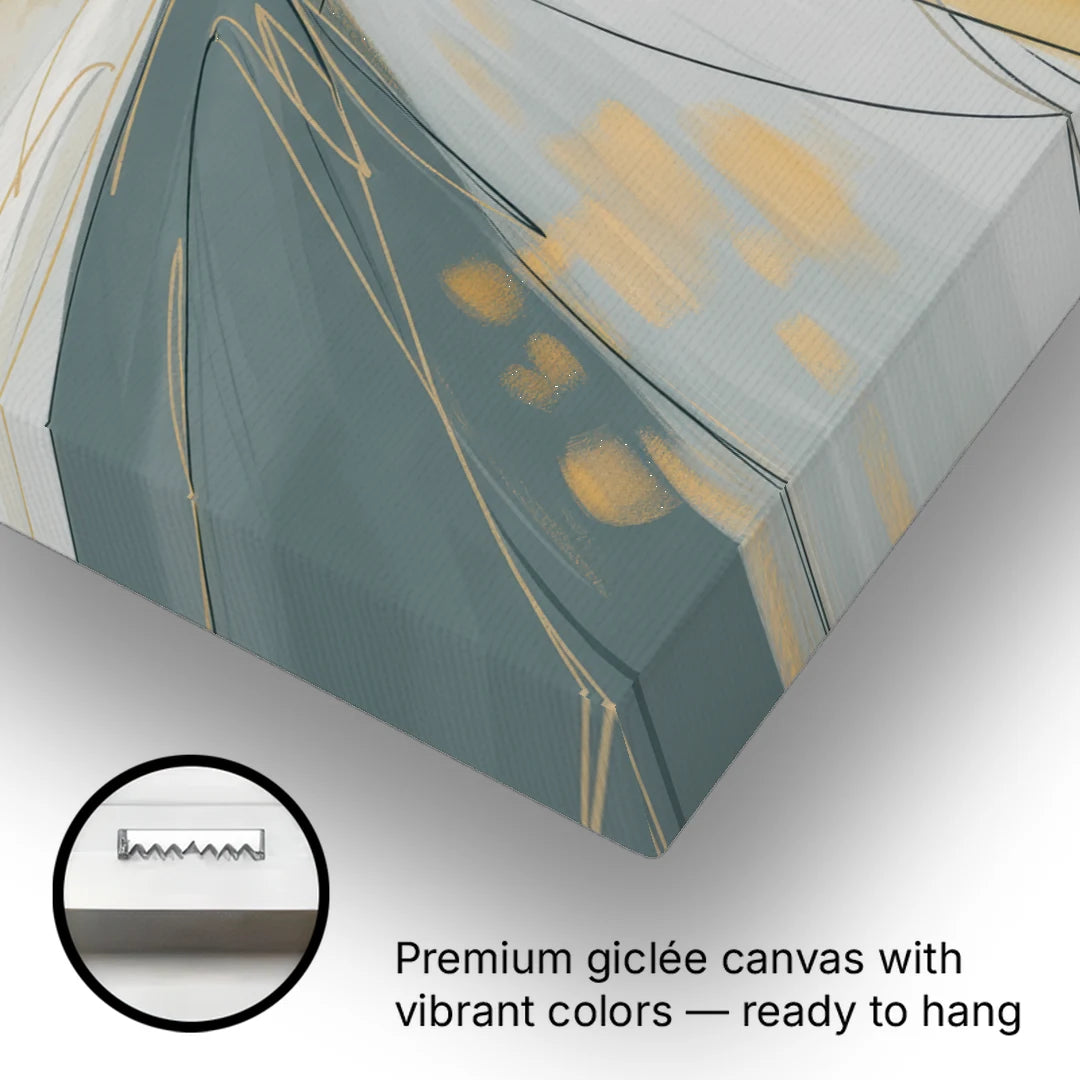 Elegant Geometric Yellow and Grey Abstract - Canvas Wall Art - Gallery Wrap Corner