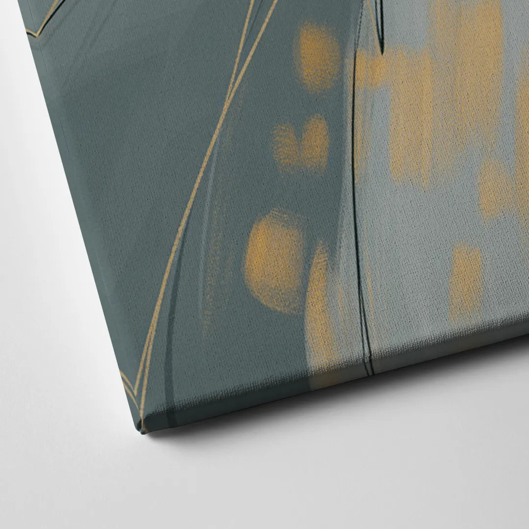 Elegant Geometric Yellow and Grey Abstract Canvas Close Up