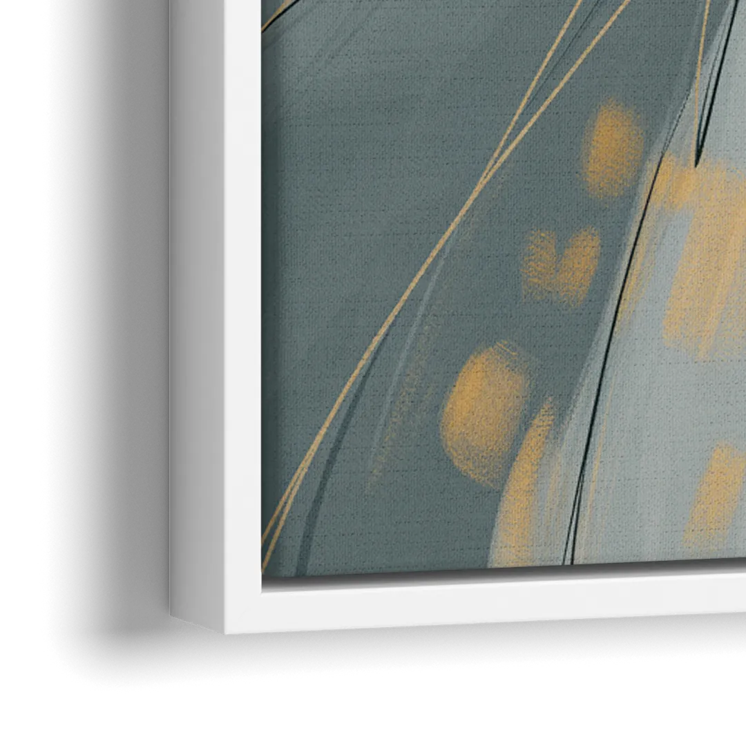 Elegant Geometric Yellow and Grey Abstract - Close-Up White Frame Canvas