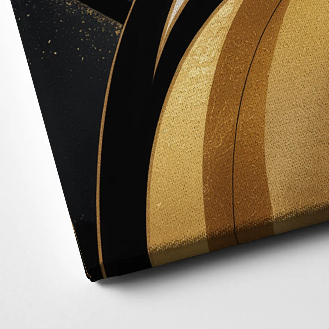 Elegant Geometry Black and Gold Abstract Canvas Close Up
