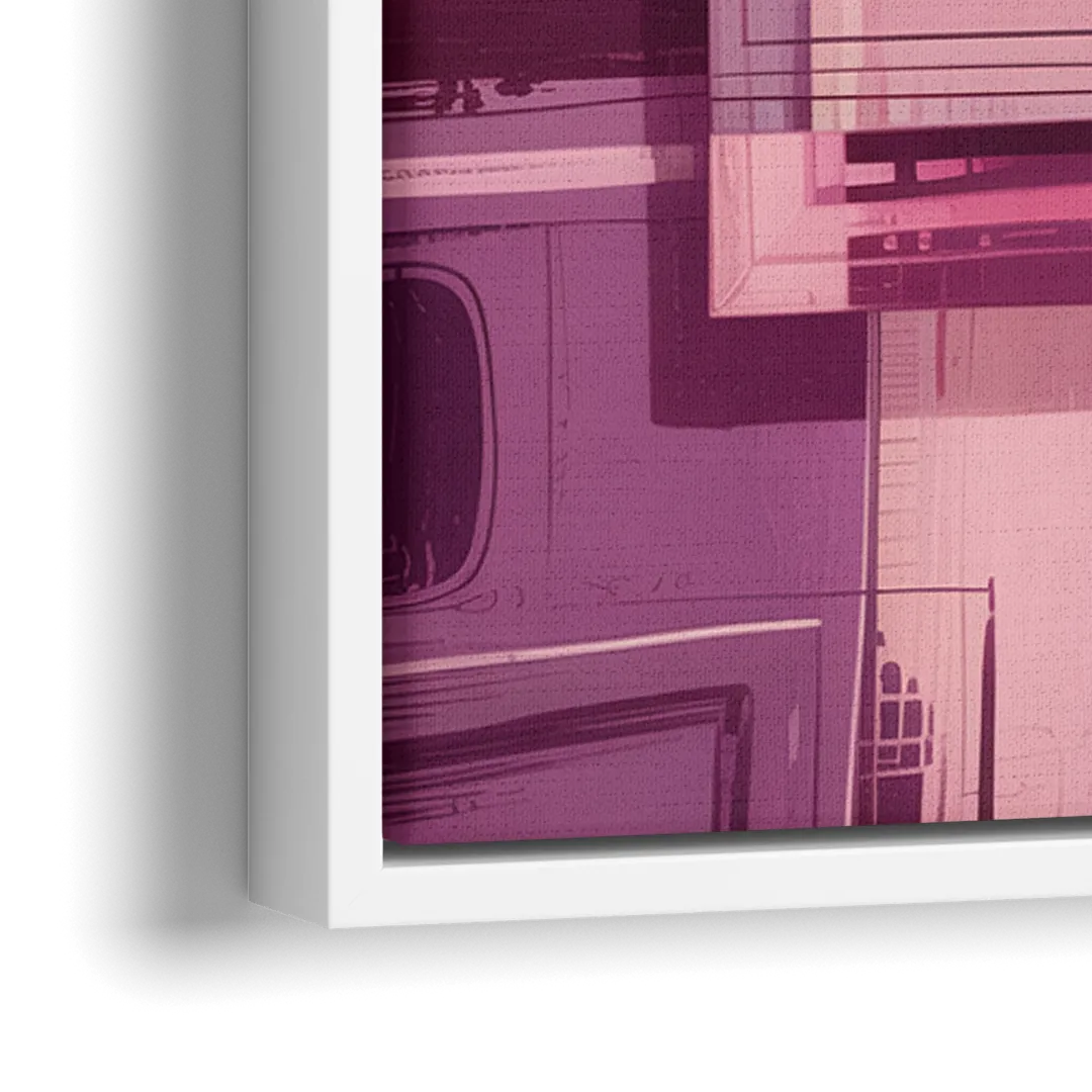 Elegant Geometry in Pink Abstract - Close-Up White Frame Canvas