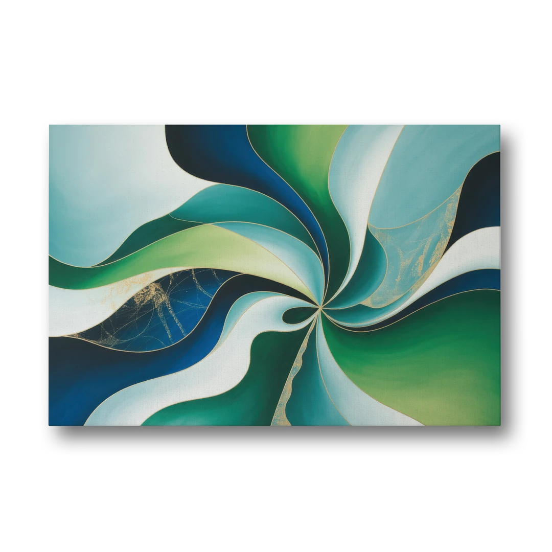 Elegant Harmony Blue and Green Abstract - Canvas Wall Art - Front