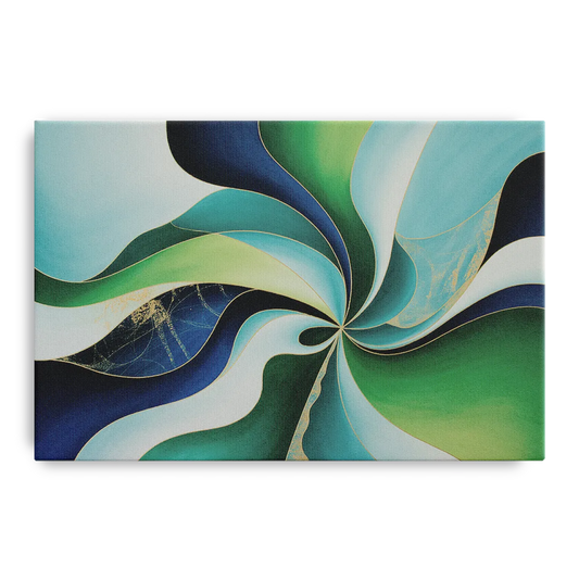 Elegant Harmony Blue and Green Abstract - Canvas Wall Art