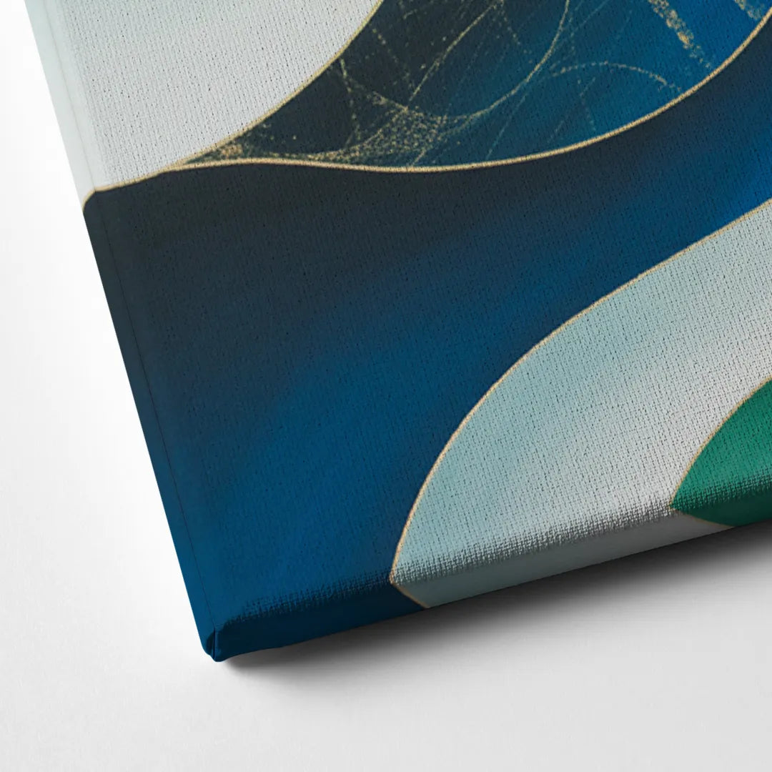 Elegant Harmony Blue and Green Abstract Canvas Close Up