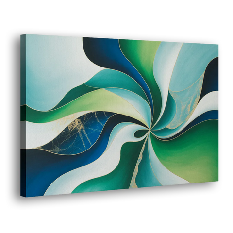 Elegant Harmony Blue and Green Abstract - Canvas Wall Art