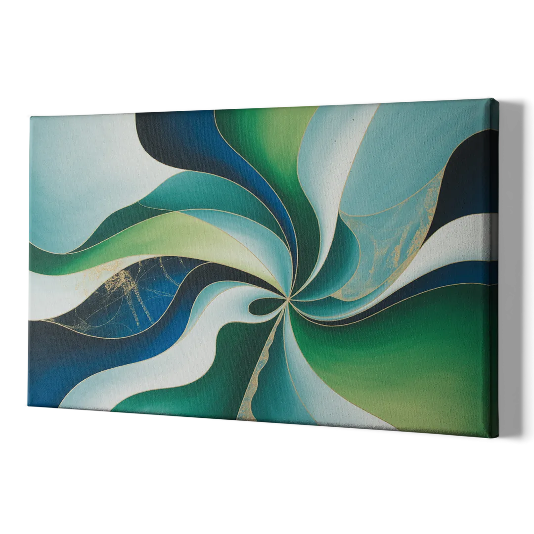 Elegant Harmony Blue and Green Abstract - Canvas Print Art Sides