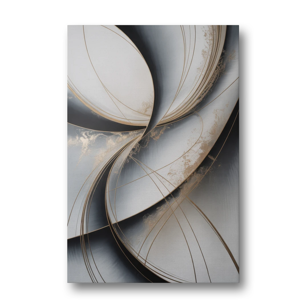 Elegant Harmony Grey and Silver Abstract - Canvas Wall Art - Front
