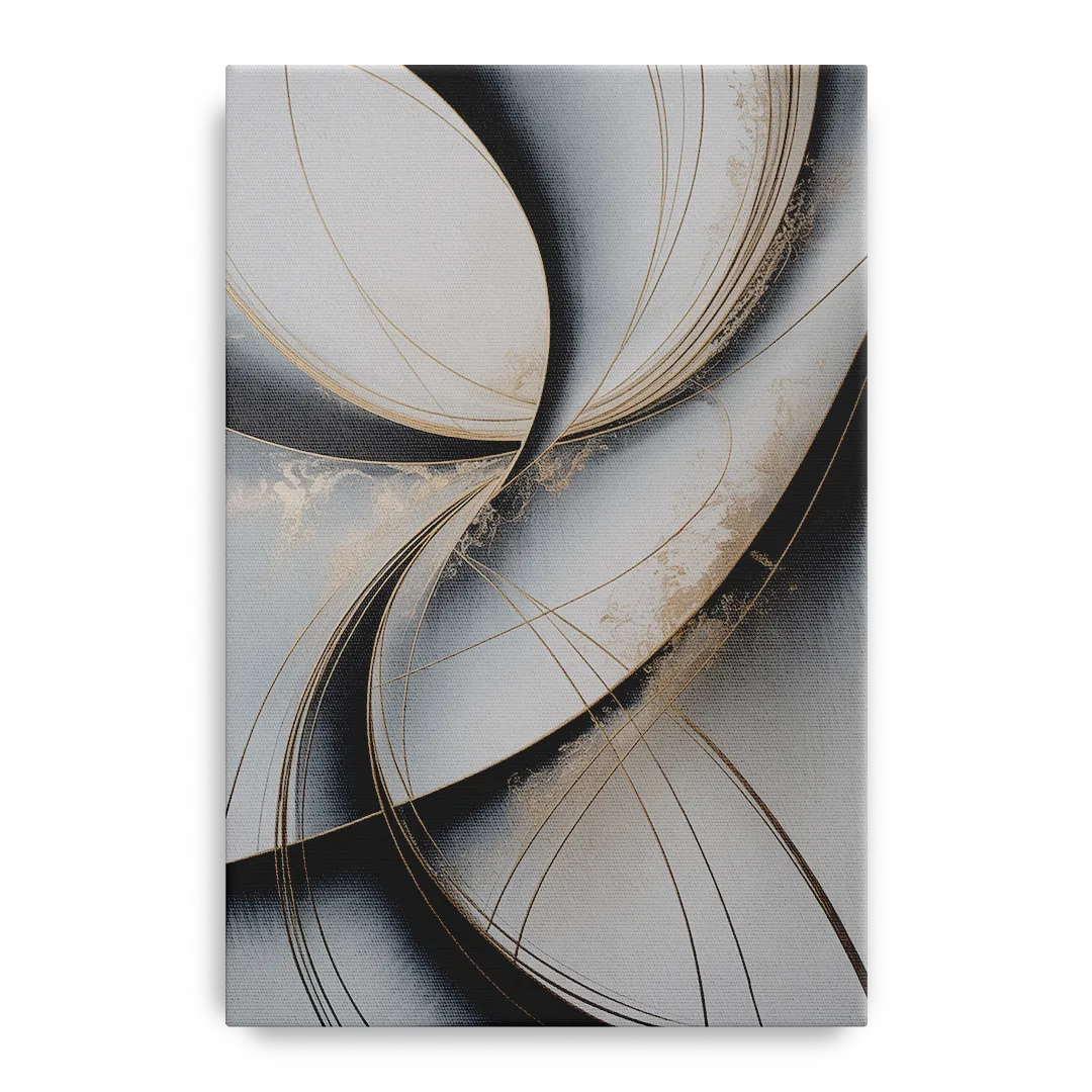Elegant Harmony Grey and Silver Abstract - Canvas Wall Art