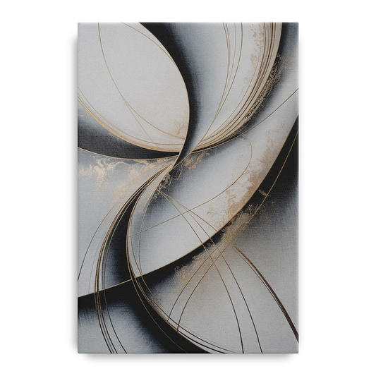 Elegant Harmony Grey and Silver Abstract - Canvas Wall Art