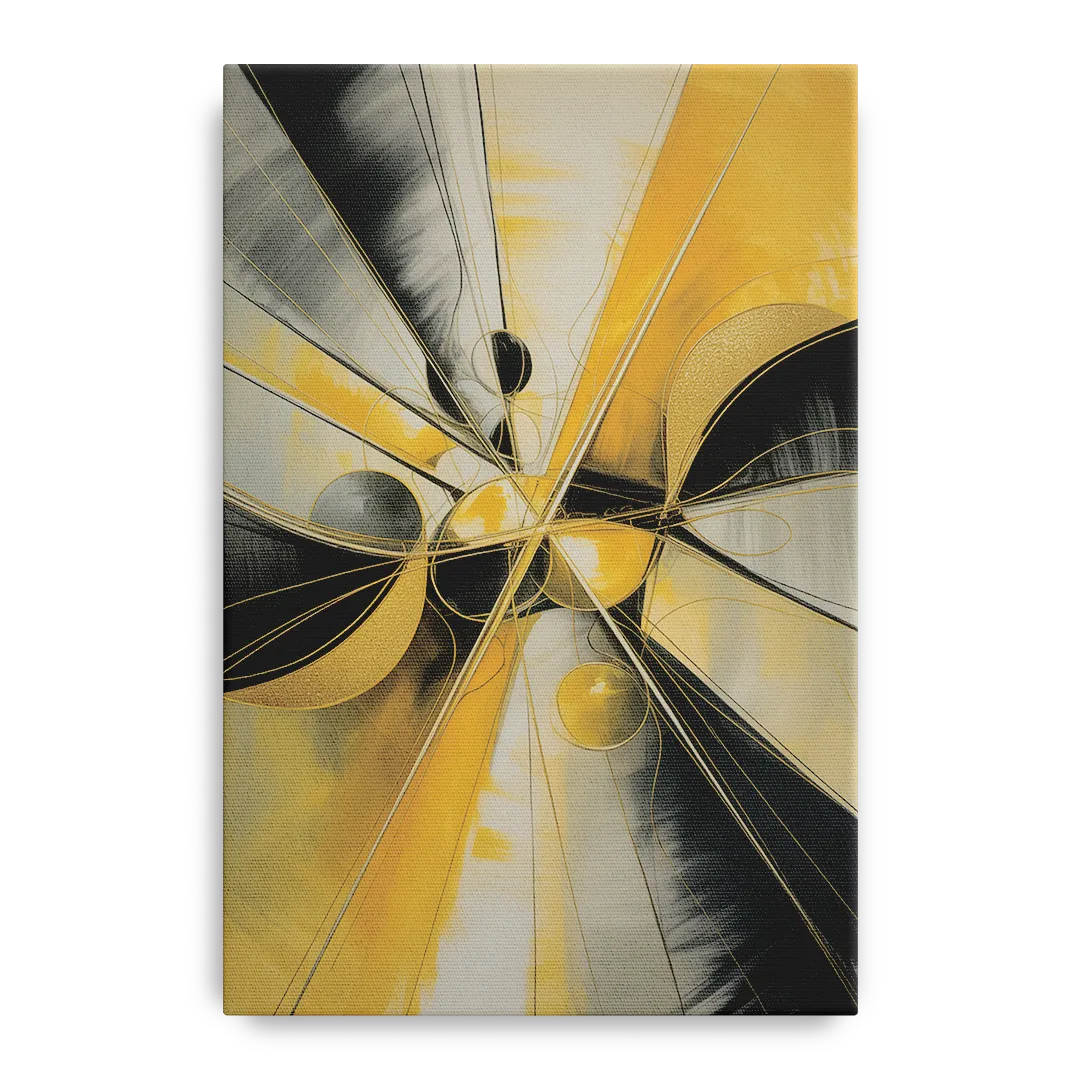 Elegant Harmony Yellow and Grey Abstract - Canvas Wall Art