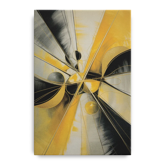 Elegant Harmony Yellow and Grey Abstract - Canvas Wall Art