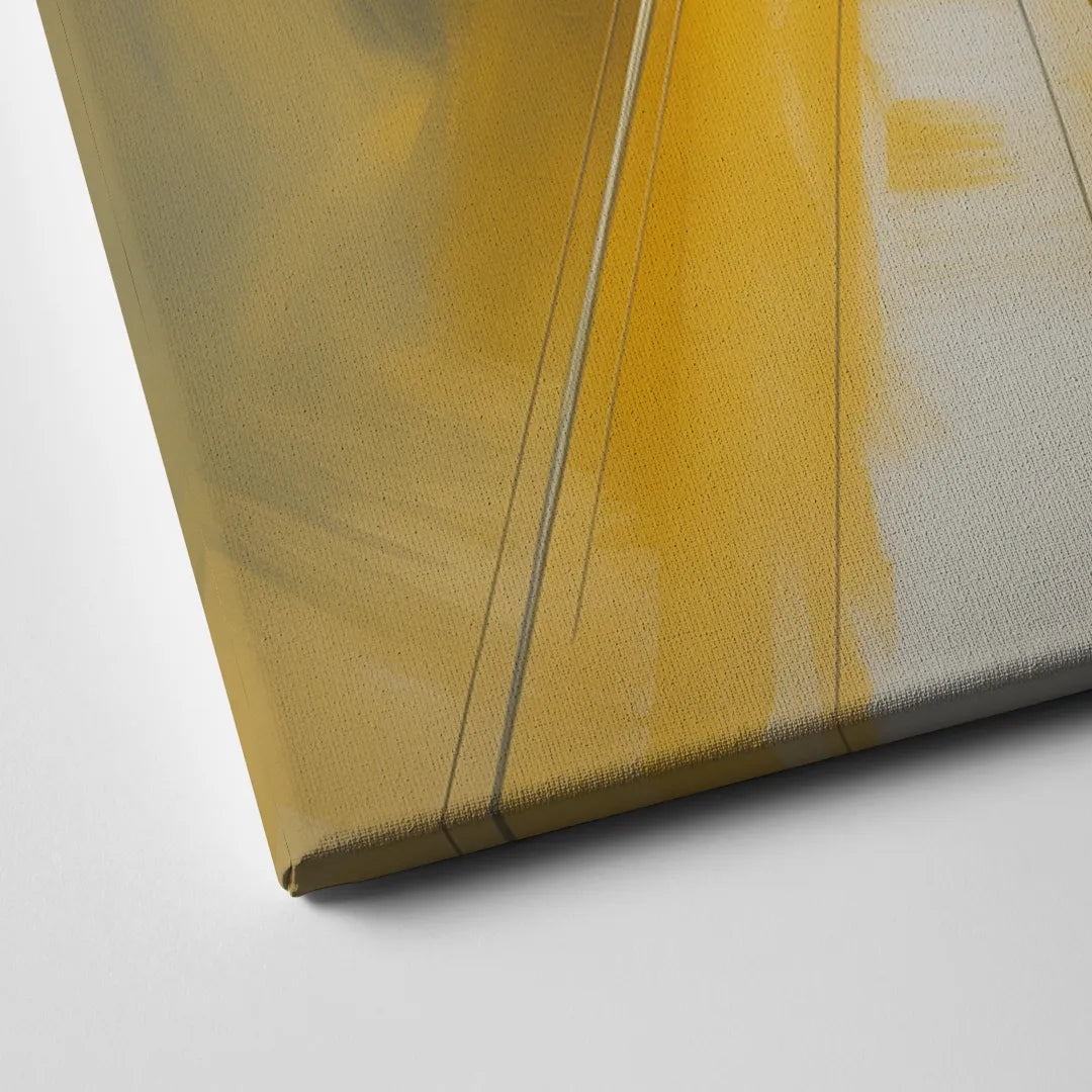 Elegant Harmony Yellow and Grey Abstract Canvas Close Up