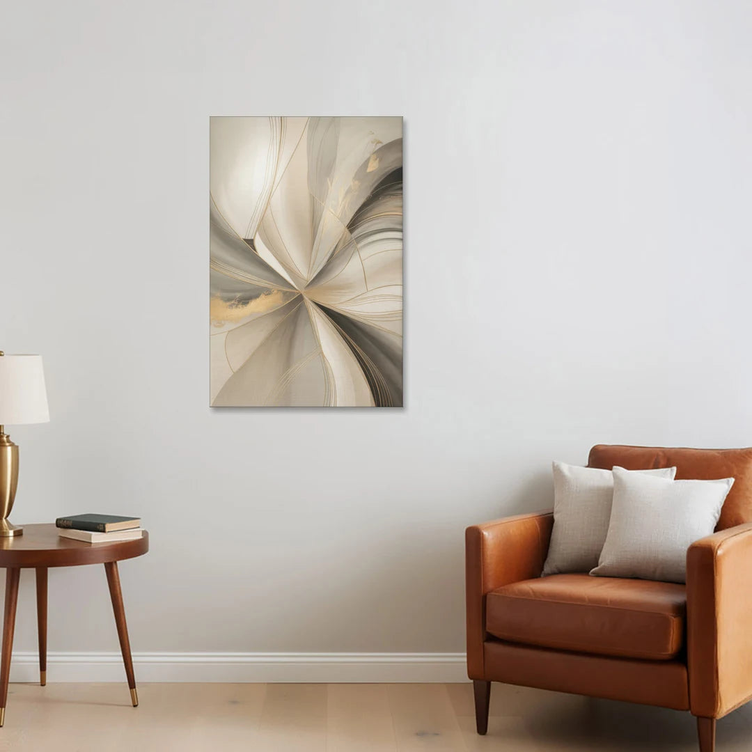 Elegant Interplay Beige Abstract - Canvas Wall Art - Sofa - 24x36