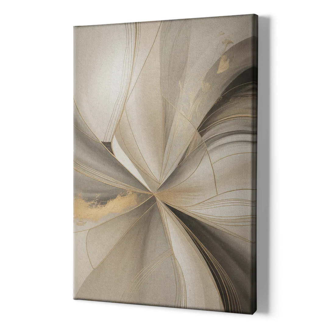 Elegant Interplay Beige Abstract - Canvas Print Art Sides