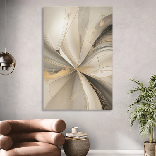 Elegant Interplay Beige Abstract Living Room - Canvas Wall Art