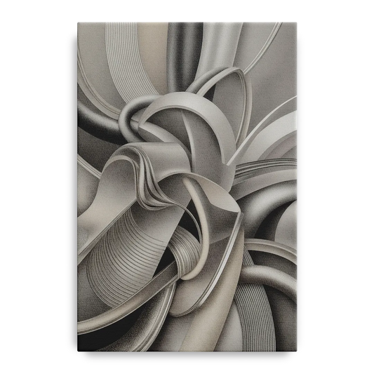 Elegant Intertwine Grey and Silver Abstract - Canvas Wall Art