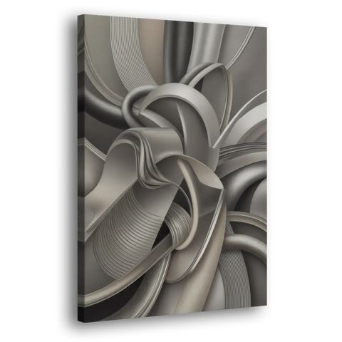 Elegant Intertwine Grey and Silver Abstract - Canvas Wall Art
