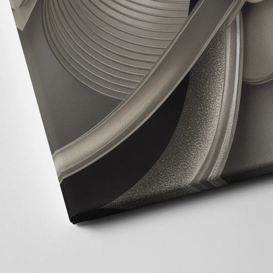 Elegant Intertwine Grey and Silver Abstract Canvas Close Up