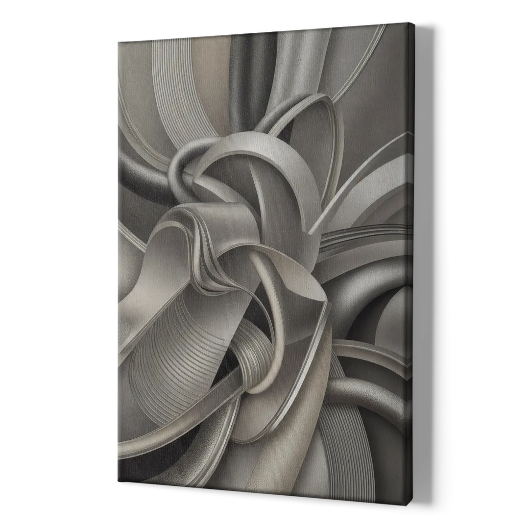 Elegant Intertwine Grey and Silver Abstract - Canvas Print Art Sides
