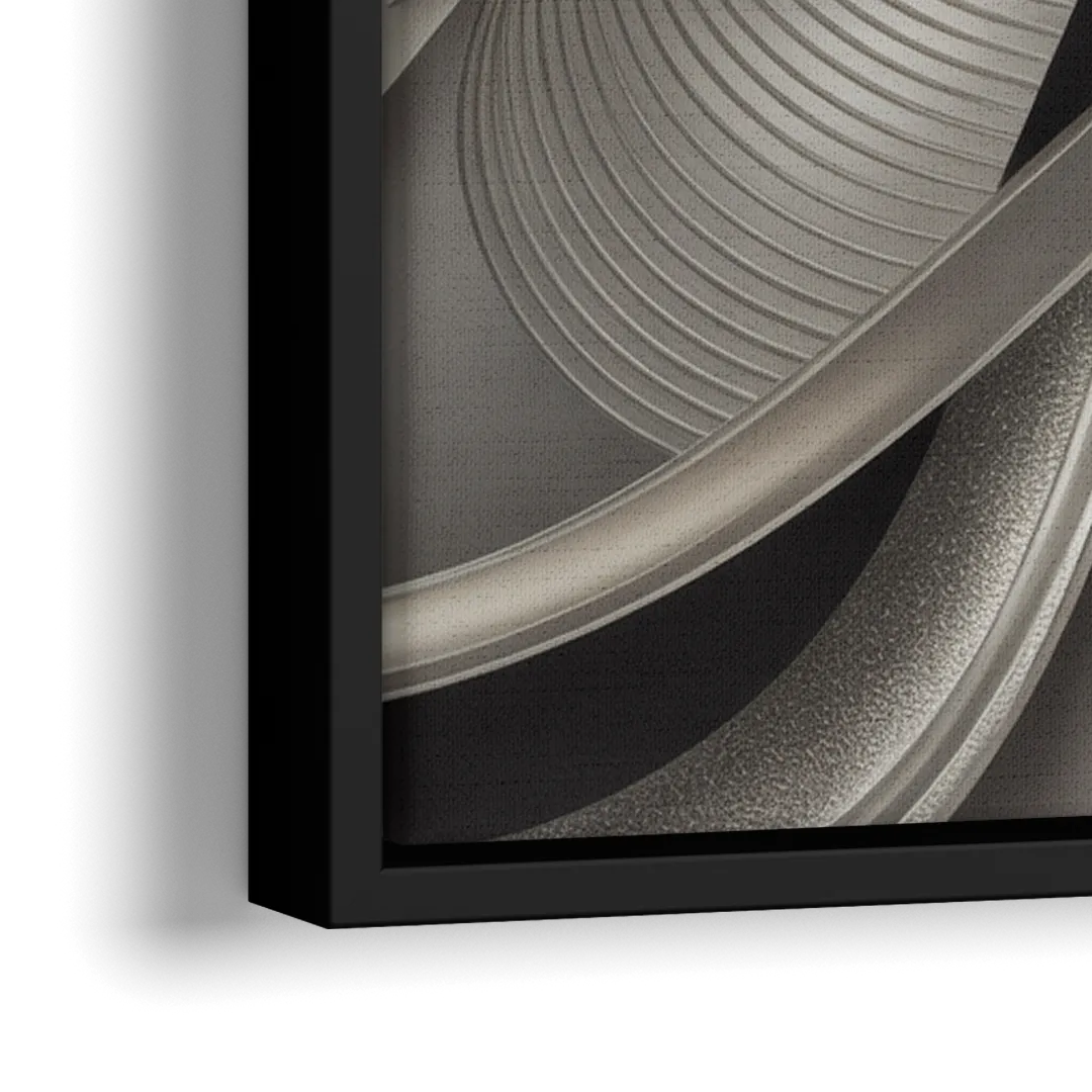 Elegant Intertwine Grey and Silver Abstract - Close-Up Black Frame Canvas