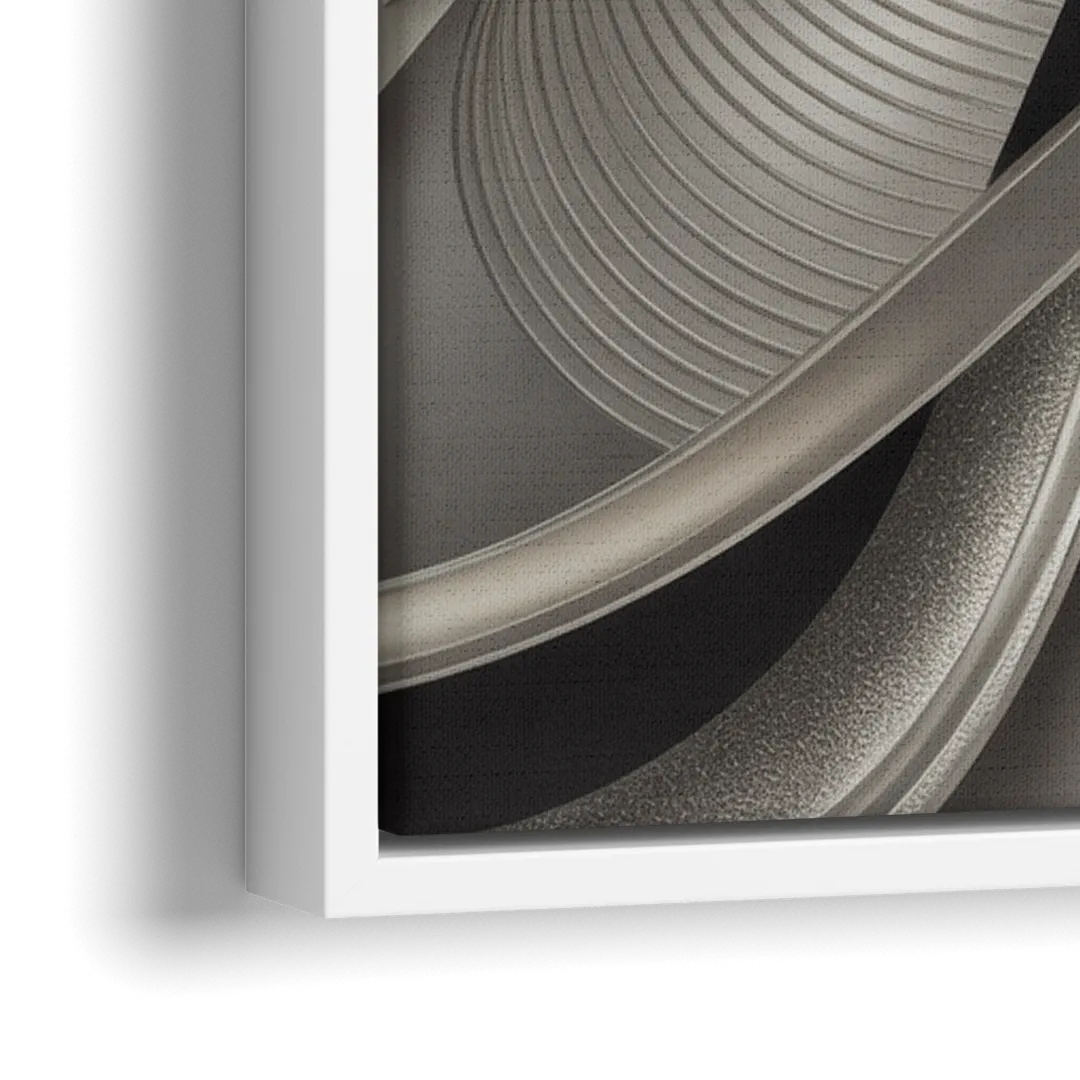 Elegant Intertwine Grey and Silver Abstract - Close-Up White Frame Canvas