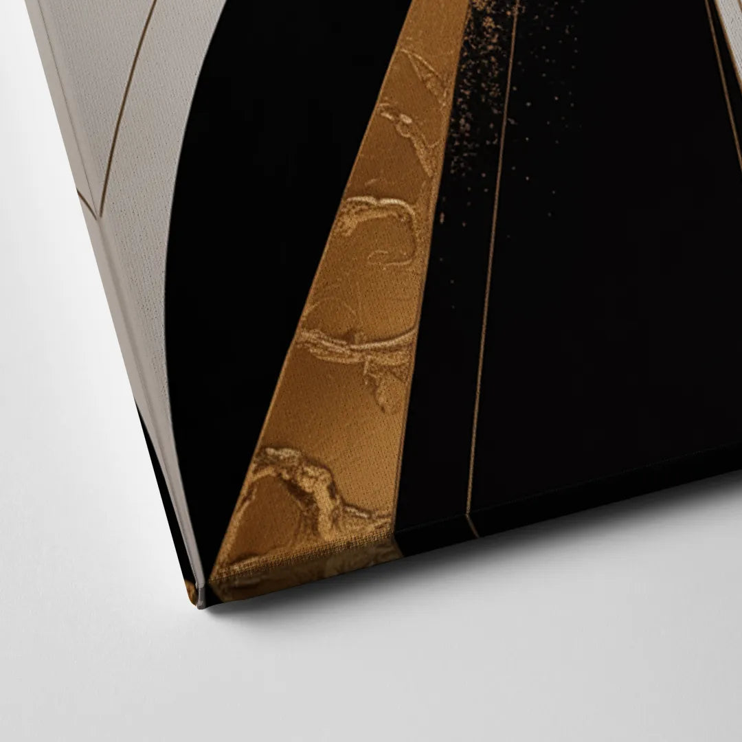 Elegant Luxurious Contrast Black White and Gold Abstract Canvas Close Up