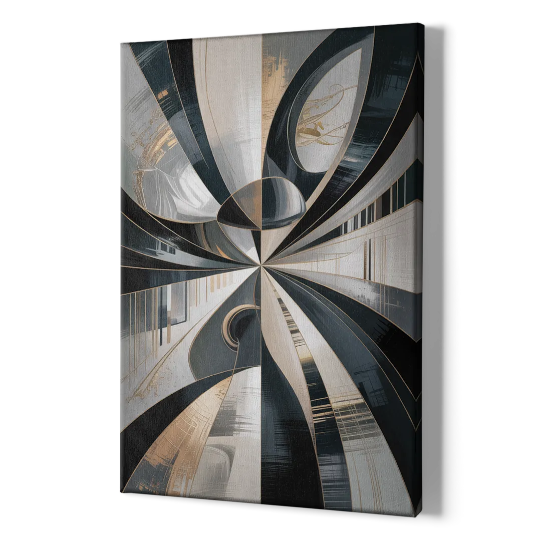 Elegant Mystery Black and Grey Abstract - Canvas Print Art Sides