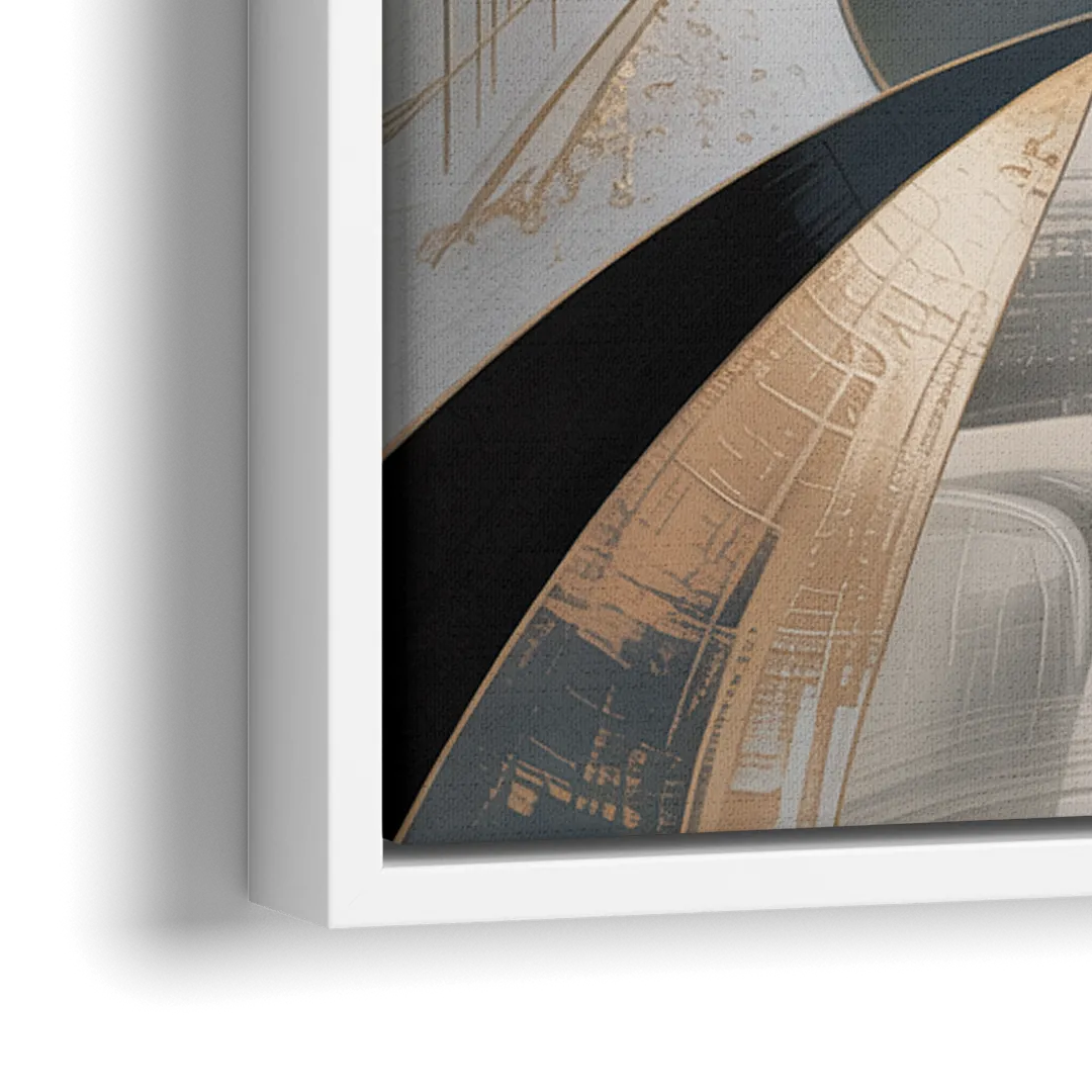 Elegant Mystery Black and Grey Abstract - Close-Up White Frame Canvas
