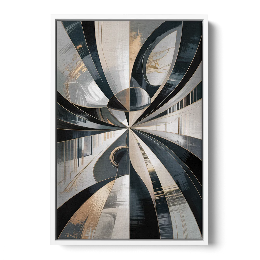 Elegant Mystery Black and Grey Abstract - White Frame Canvas