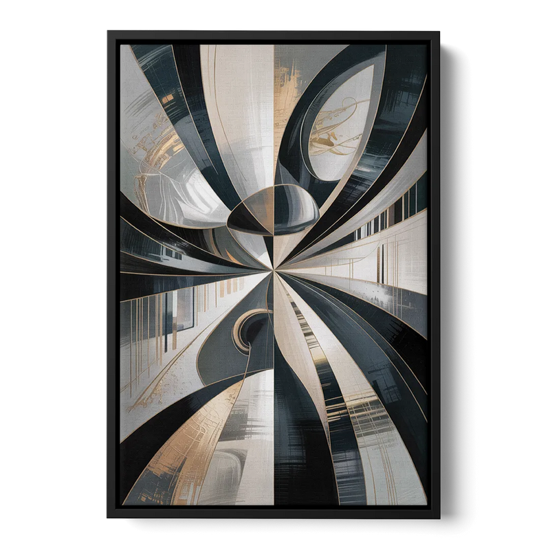Elegant Mystery Black and Grey Abstract Front - Black Canvas Wall Art