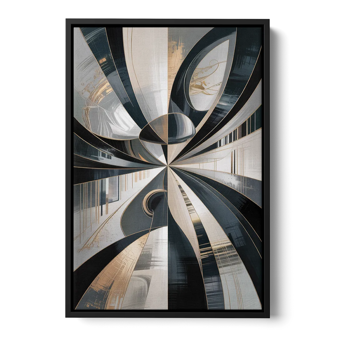 Elegant Mystery Black and Grey Abstract - Black Frame Canvas