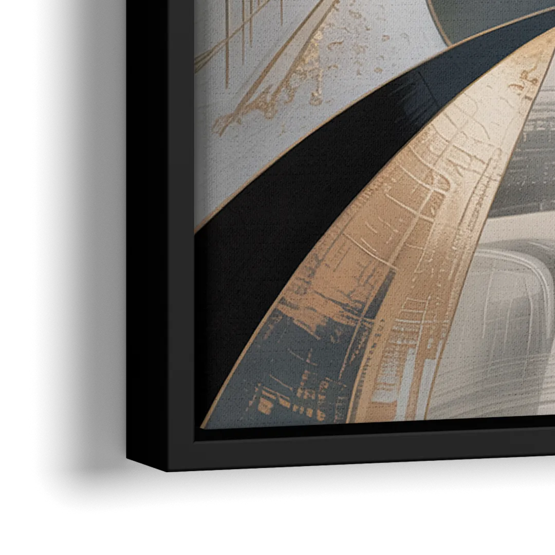 Elegant Mystery Black and Grey Abstract - Close-Up Black Frame Canvas