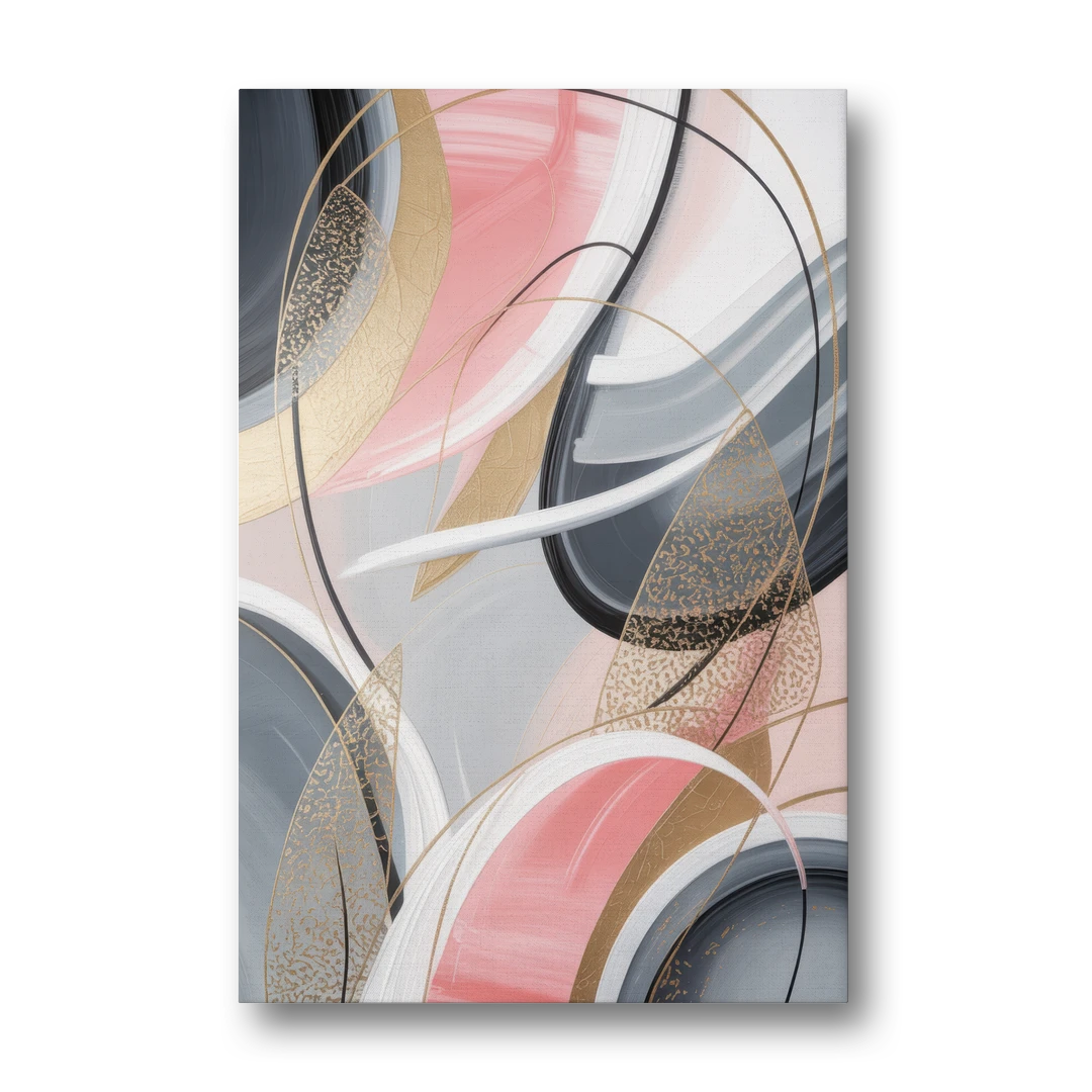 Elegant Opulence Pink and Grey Abstract - Canvas Wall Art - Front