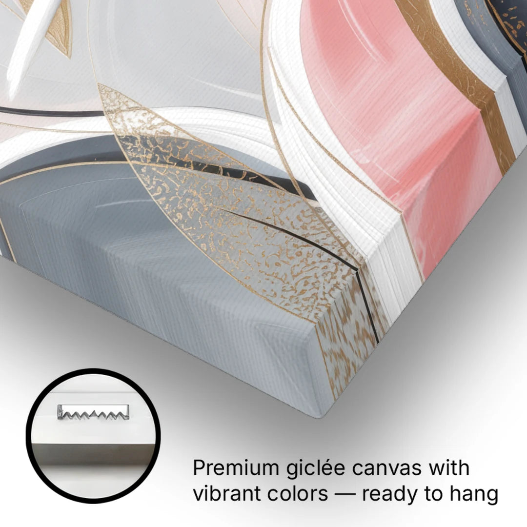 Elegant Opulence Pink and Grey Abstract - Canvas Wall Art - Gallery Wrap Corner