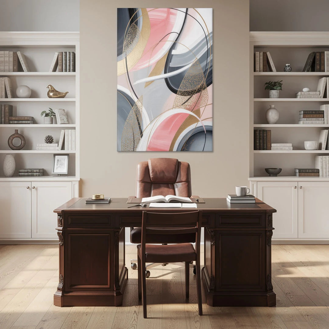 Elegant Opulence Pink and Grey Abstract - Canvas Wall Art - Office - 40x60