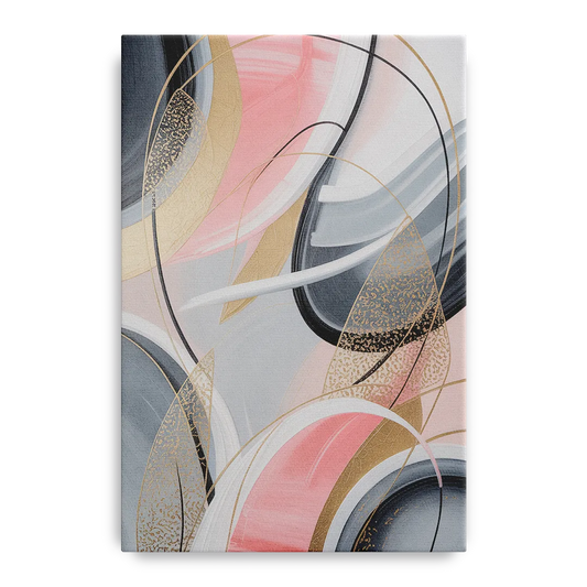 Elegant Opulence Pink and Grey Abstract - Canvas Wall Art